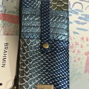 Brahmin Blue and Green Snake Print Wallet